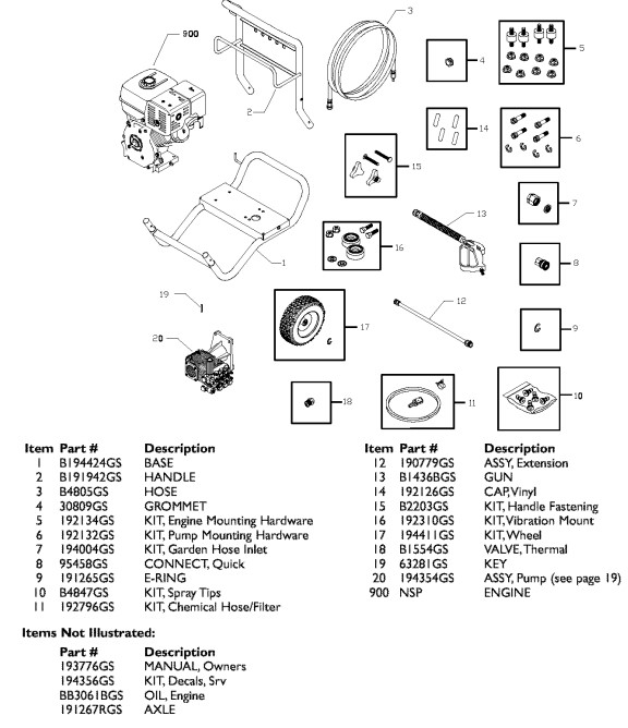 Troy-bilt Pressure Washer 020210 Parts 1-888-279-9274